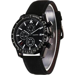 ⚡Men's Leather Watches Chronograph Analog Quartz Date Wrist Watch 30M Waterproof